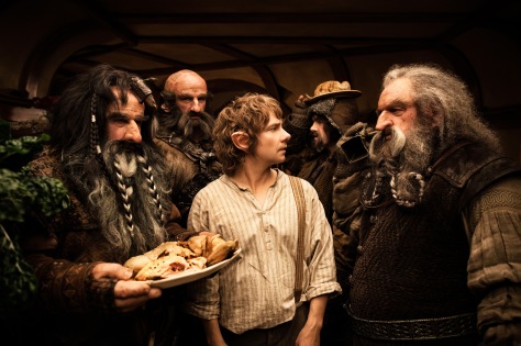 Warner Bros.[From left] Bifur (William Kircher), Dwalin (Graham McTavish), Bilbo Baggins (Martin Freeman), Bofur (James Nesbitt) and Oin (John Callen) in the fantasy adventure "The Hobbit: An Unexpected Journey."