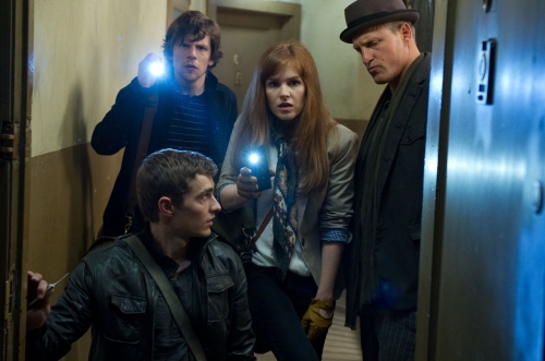 Barry Wetcher/Summit Entertainment (Clockwise from bottom) DAVE FRANCO, JESSE EISENBERG, ISLA FISHER and WOODY HARRELSON.